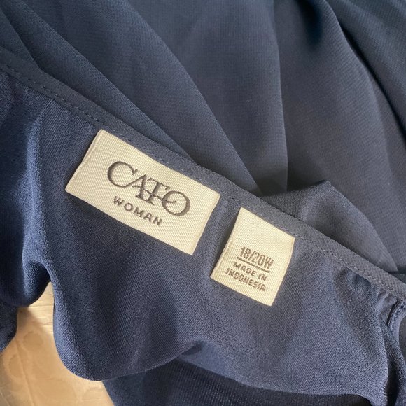 Cato Solid Chiffon Capelet Blouse Tops Navy Blue - Picture 7 of 8